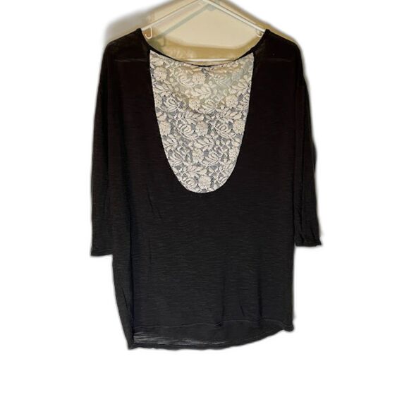 American Eagle Cute Goth Charcoal Gray with Lace Back Top SZ M - Picture 2 of 4